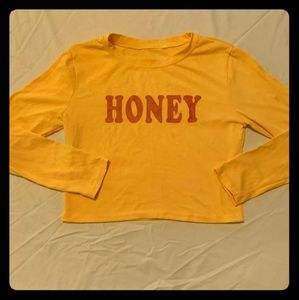 Honey I'm home Cropped Graphic Tee (Mustard)